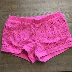 LILLY PULITZER | Hot Pink Floral Eyelet Shorts XS